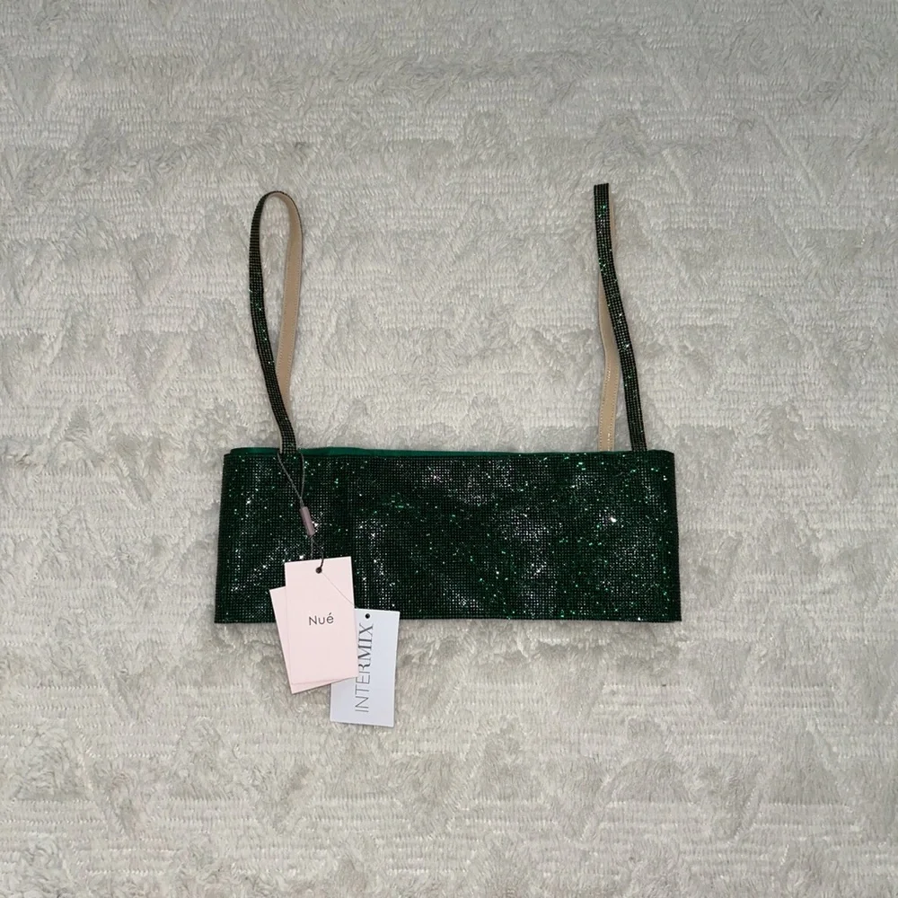 Nue Nué studio dark green rhinestone charlotte top - Picture 2 of 5